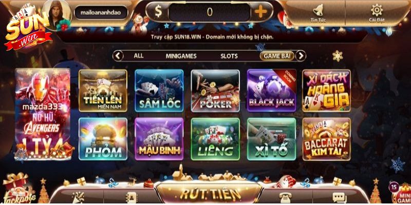 Các trò chơi game bài SUNWIN phổ biến
